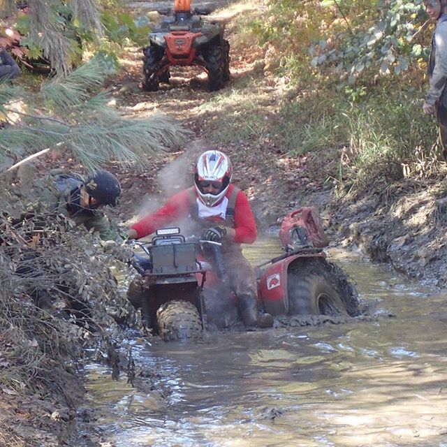 Going through some deep mud with BigRed.