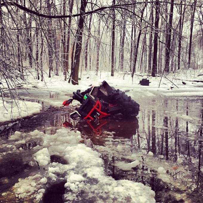 Wouldn’t be a #swampdonkeys off road trip without RangerBob getting stuck in a muddy ice swamp hole