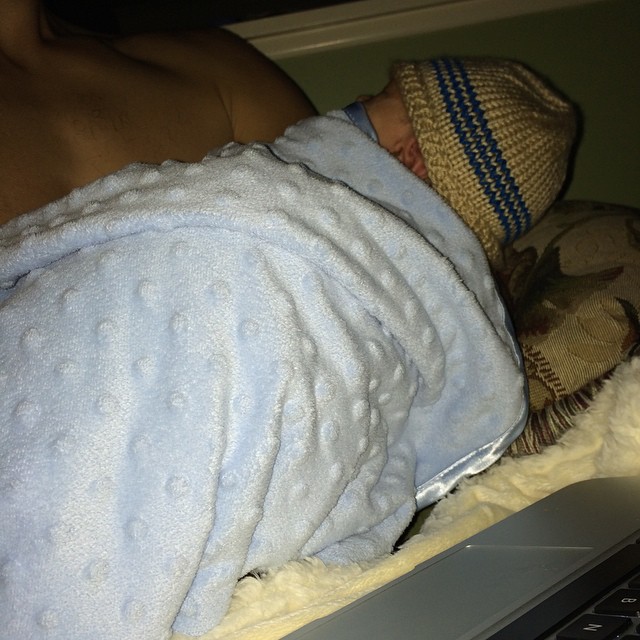 Momma is getting some rest. Were watching #swampdonkeys videos. Won’t sleep in his crib but will in my arms. Living up to his new membership enrollment.