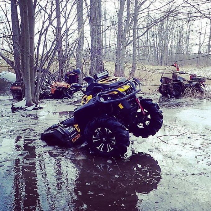 Ice is getting thin. Spring is coming. 2015 #canam #outlander #xmr #800r #signsgaloreinc #tigertail #angeleyes #rigidindustries #gorillaaxle #GLATV #swampdonkeys