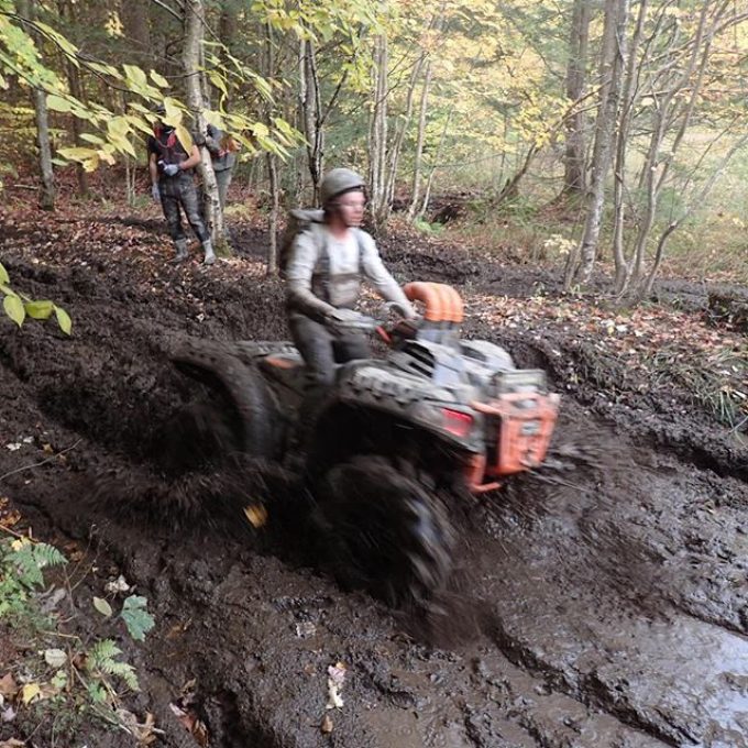 The new invisaline axle working good in the muck. 3 wheel drive and @sawmiller07 still won’t stop. #swampdonkeys