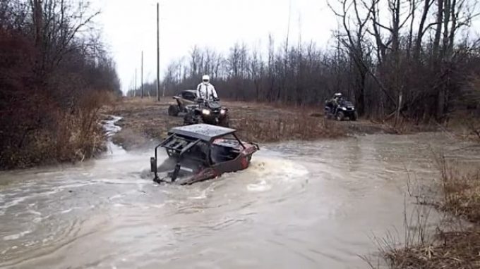 Got the tires wet in #fort #erie #terminators #swampdonkeys #superatv #river #atving