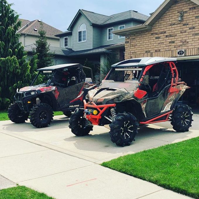 #OffRoadWeekend is over. Can anyone guess which machine came out the #winner ? I’ll give you a #hint – one of these #monsters blew up the #reardiff on day one. #canammaverickxmr1000 #polaris #rzr #xmr #canam #canada #swampdonkeys