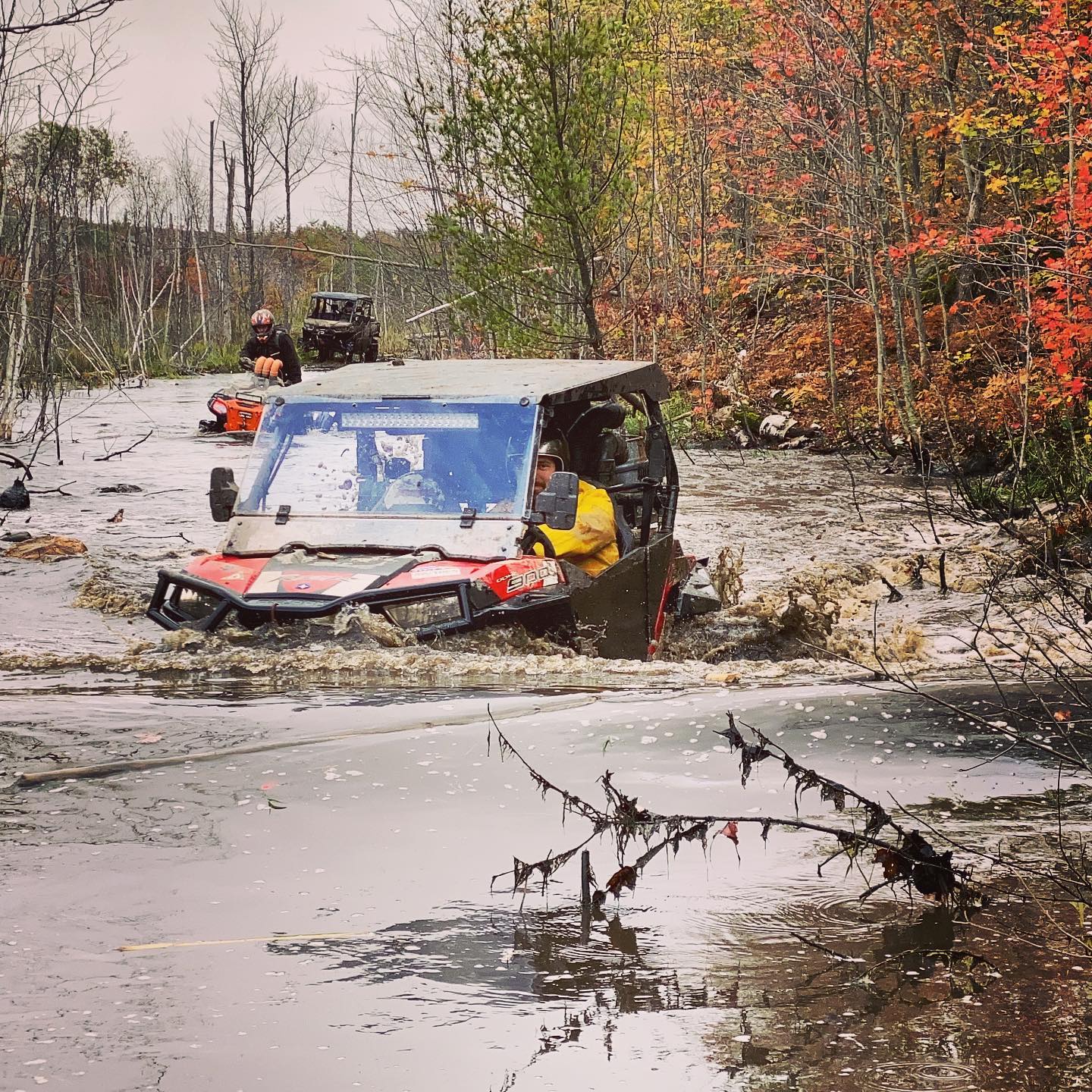 Anyone who has ridden Mactier knows this place. Photo taken 22 seconds before the sinking of the #rzr900 - may she Rest In Peace #swampdonkeys